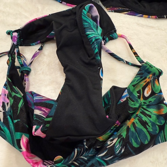 New! Set! Victoria's Secret Black Palm Bikini Set 45568 - Picture 12 of 14